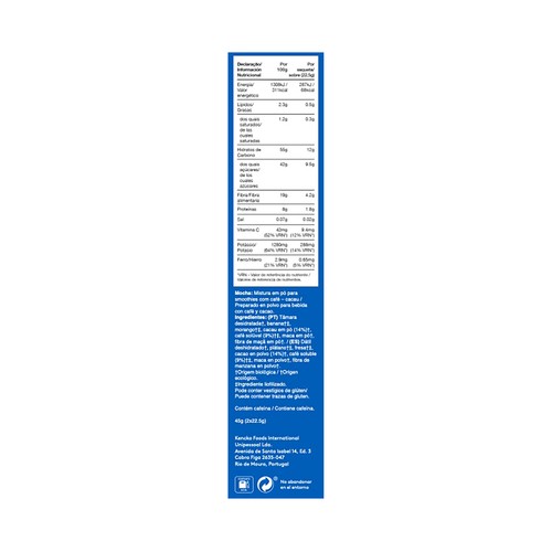 KENCKO Preparado para cafe helado con frutas y verduras ecológicas, sabor a mocha 2 x 22 g.