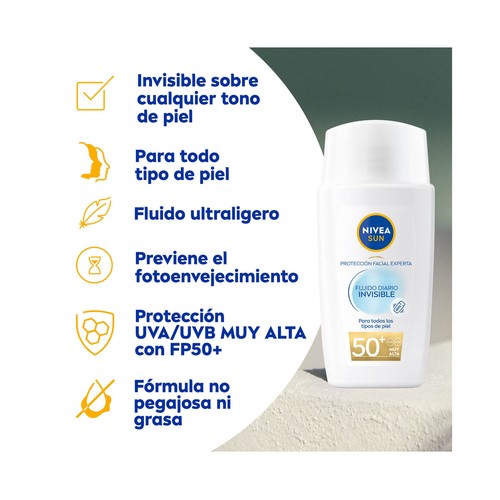 NIVEA Pack 365 days Fluido facial diario invisible (40 ml) + protector labial ambos con FPS 50+ (muy alto)