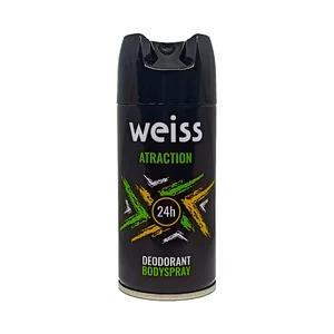 Desodorante en spray para hombre con protección antitranspirante hasta 24 horas WEISS Atraction 150 ml.
