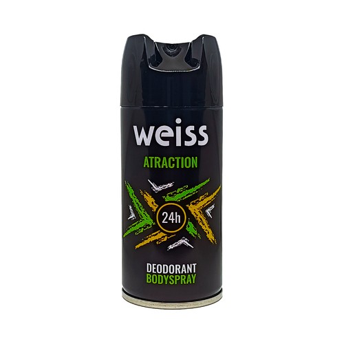 Desodorante en spray para hombre con protección antitranspirante hasta 24 horas WEISS Atraction 150 ml.