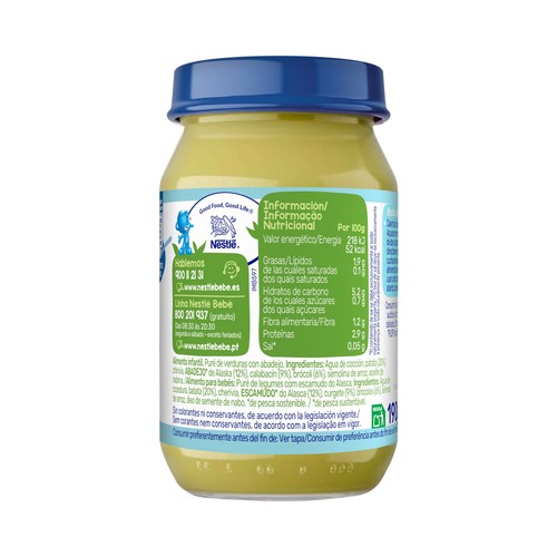 NESTLÉ Tarrito (textura fina) de verduras con pescado, a partir de 6 meses 190 g.