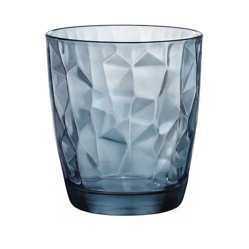 Vaso de vidrio color azul, 0,39 litros, Diamond BORMIOLI.