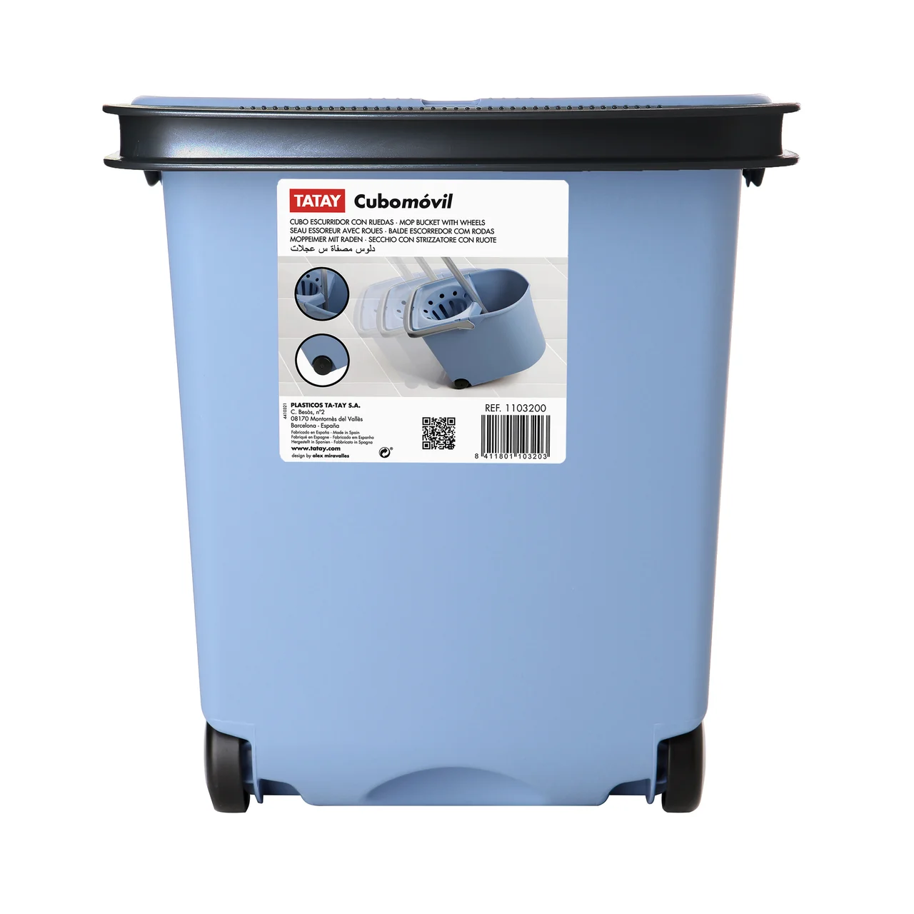 Cubo escurridor color azul con ruedas 12 l.