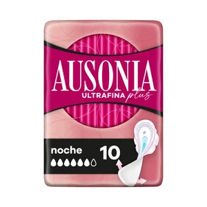 AUSONIA Compresas con alas de noche, con la parte trasera más ancha AUSONIA Ultrafina plus 10 uds
