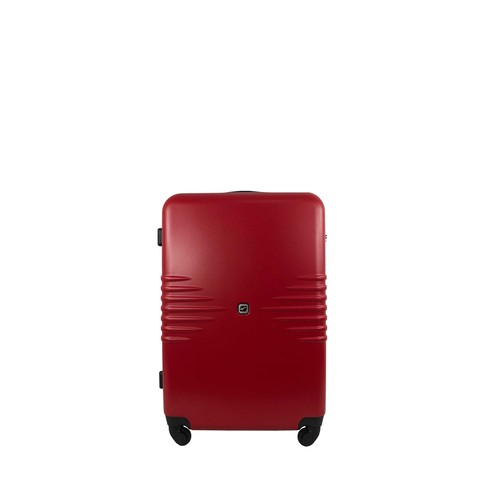 Maleta grande rígida de color rojo de 70 cm. tipo trolley con 4 ruedas y cierre por código, AIRPORT ALCAMPO.