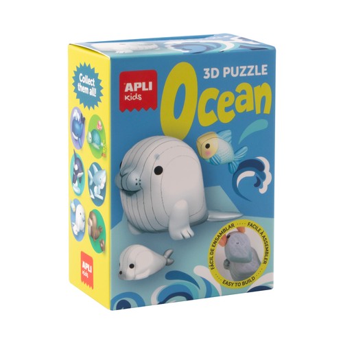 Manualidad animal marino 3D modelo foca. APLI KIDS