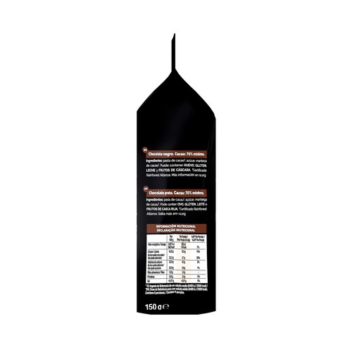 NESTLÉ Láminas de chocolate negro sublime 70 % 150 g.