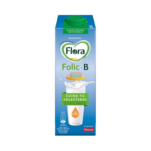 FLORA Preparado lácteo desnatado, enriquecido con ácido fólico y vitaminas  Folic B original 1 l.
