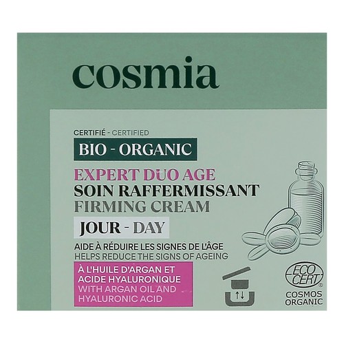COSMIA Bio expert duo age Crema facial de día con acción reafirmante, con aceite de argán y ácido Hialurónico 50 ml.
