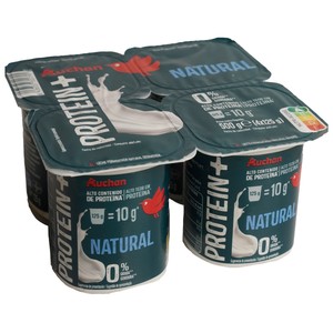 AUCHAN Leche fermentada proteico natural con 0% materia grasa 4 x 125 g Producto Alcampo.