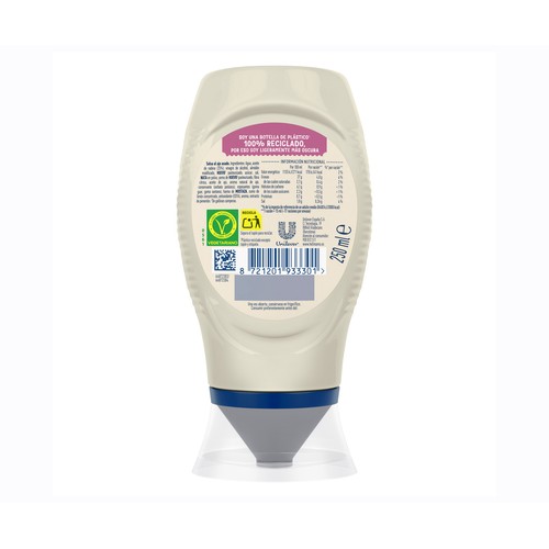 HELLMANN"S Mayonesa sabor ajo, bocabajo 250 ml.Mayonesa sabor ajo, bocabajo 250 ml. Mayonesa sabor ajo, bocabajo 250 ml.