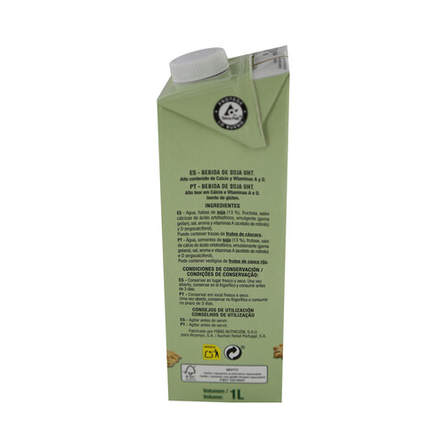 PRODUCTO ALCAMPO Bebida de soja sin gluten y enriquecida con calcio y vitaminas A y D PRODUCTO ALCAMPO 1 l.
