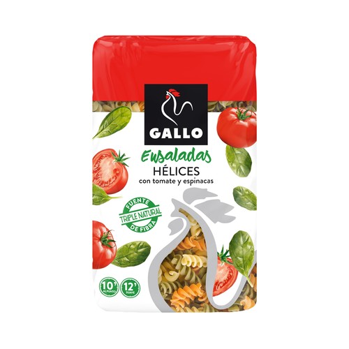 GALLO Ensaladas Hélices con tomate y espinacas 400 g.