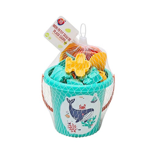 Cubo de playa hinchable con 17 accesorios, ONE TWO FUN.