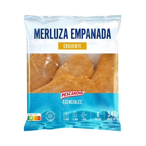 PESCANOVA Esenciales Filetes de merluza con empanado crujiente 540 g.