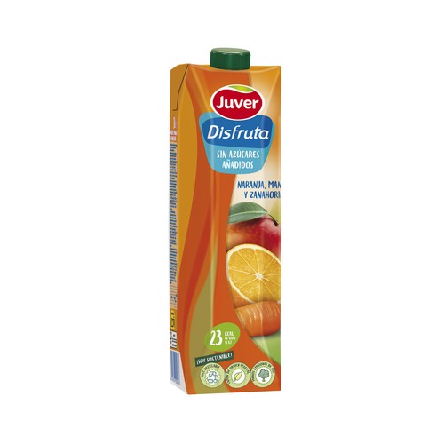 JUVER Néctar de naranja y zanahoria, sin azúcares añadidos JUVER DISFRUTA brick 1 l.