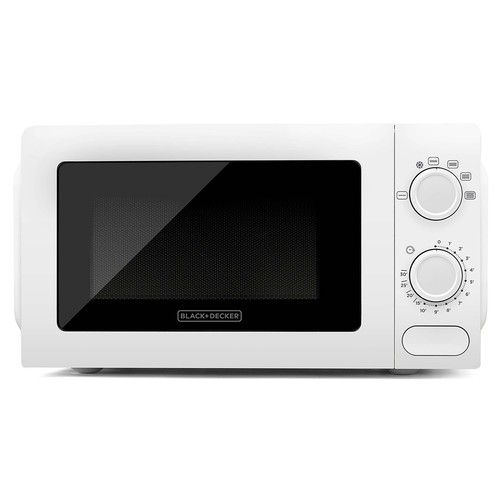 Microondas BLACK + DECKER BXMY700E, color blanco, capacidad: 20L, potencia: 700W.