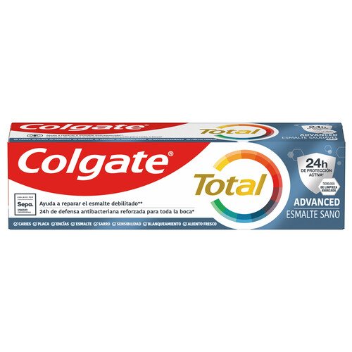 COLGATE Total advanced esmalte sano Pasta de dientes con flúor y acción reparadora del esmalte 75 ml.