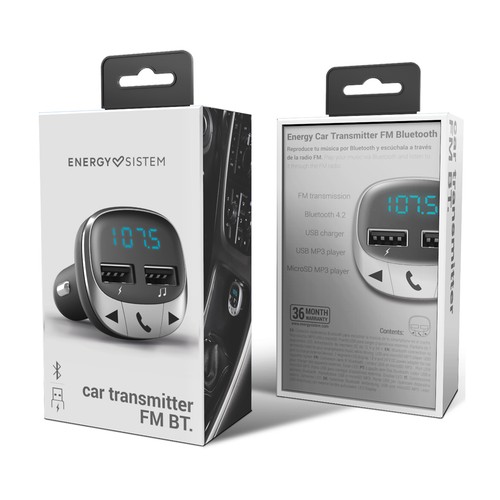 Reproductor MP3 para coche ENERGY SISTEM Car Transmitter FM, transmisor FM, BLUETOOTH, micrófono, 2 USB, lector tarjetas.