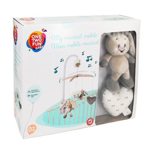 Carrusel móvil para cuna Conejito con luces y sonidos ONE TWO FUN ALCAMPO Baby.