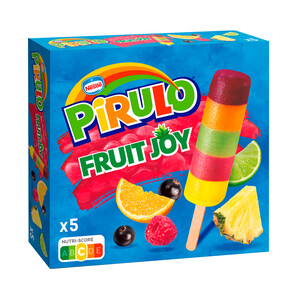Imagen de PIRULO Fruit joy de Nestlé Helado de agua con sabor de 5 frutas diferentes 5 x 65 ml.