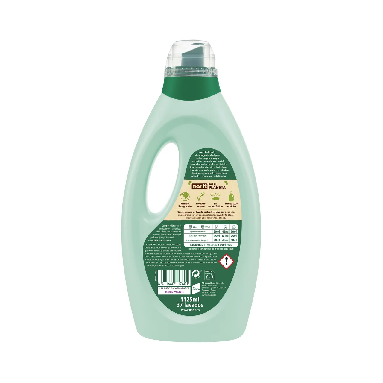 Detergente máquina ropa delicada 1125 ml.