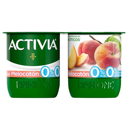 ACTIVIA Bífidus desnatado (0% materia grasa) con melocotón ACTIVIA de Danone 4 x 120 g.