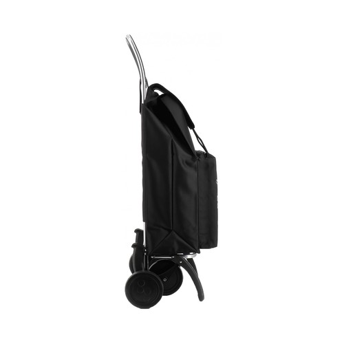 Carrito para la compra plegable con 2 bolsillos, capacidad de 43+8 litros, modelo Termo, color negro, con 4 ruedas, ROLSER.