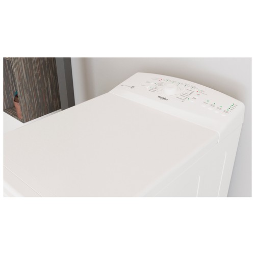 Lavadora de carga superior WHIRLPOOL TDLR 6240L SP/N 6KG, clasificación energética: C, 1200RPM,H: 84,5cm, A: 40cm, F: 60cm.