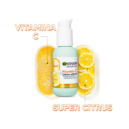 GARNIER Vitamina C Sérum antimanchas (30 ml) + Crema sérum iluminadora y antimanchas (50 ml).