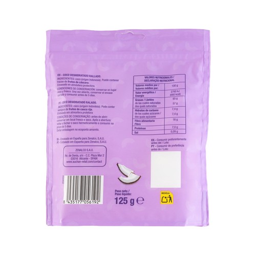 PRODUCTO ALCAMPO Coco rallado especial pasteleria bolsa 125 g