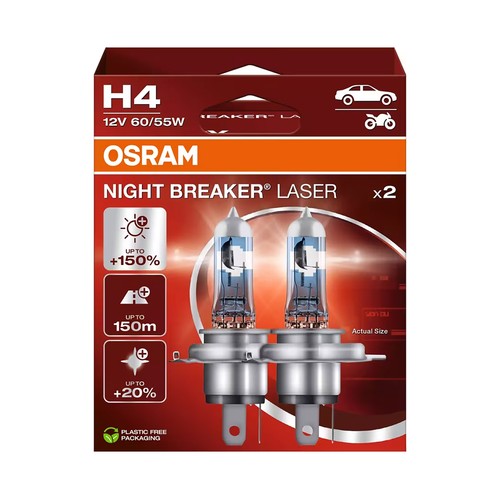 2 lamp h4 12v 150% mas de brillo night breaker laser. OSRAM