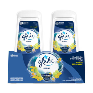 Imagen de GLADE Marine Ambientador absorbeolores con fragancia infusionada con aceites esenciales 2 x 150 g.