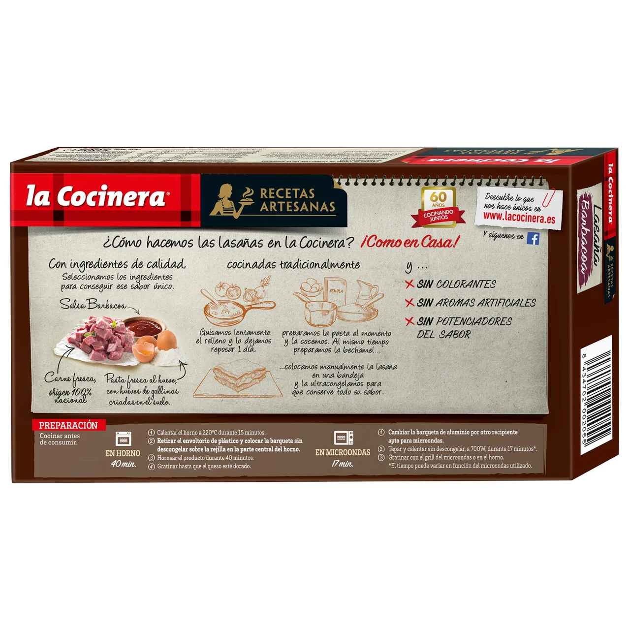 Lasaña de pasta fresca a la barbacoa (con carne 100% nacional) Recetas artesanas 500 g.