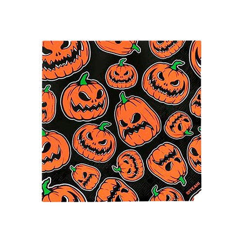30 Servilletas doble capa de calabazas Halloween, 33x33cm, OH YEAH.