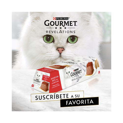 PURINA GOURMET Alimentos gatos húmedo, mousse con buey PURINA GOURMET 4 uds. x 57 g.