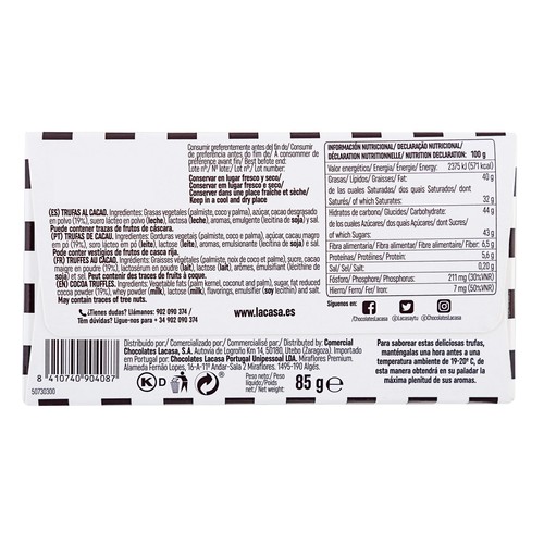 LACASA Trufas al cacao puro lacasa 85 g.