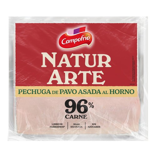CAMPOFRÍO Natuarte Pechuga de pavo asada al horno, cortada en lonchas 90 g.