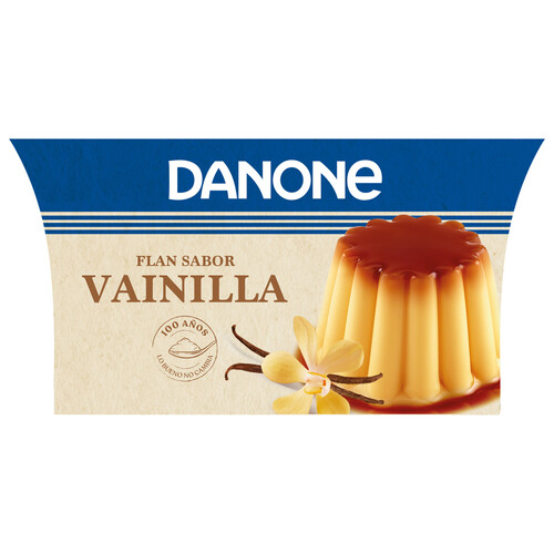 DANONE Flan sabor a vainilla elaborado sin gluten DANONE 4 x 100 g.