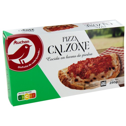 AUCHAN Pizza calzone con jamón y queso cocida en horno de piedra 250 g. Producto Alcampo