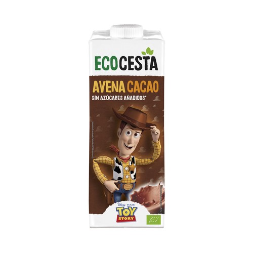 ECOCESTA Bebida vegetal de avena y cacao ecológico y de comercio justo, sin azúcares añadidos 1 l.