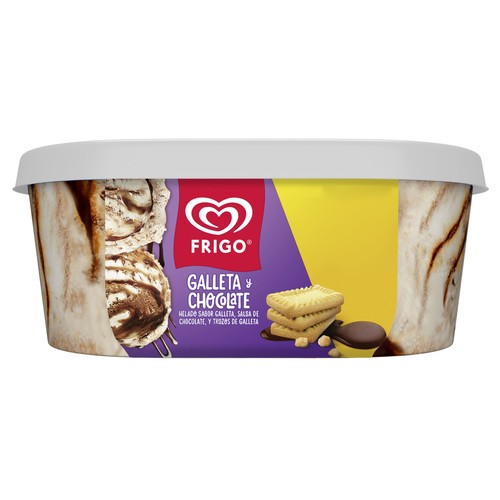 FRIGO Tarrina de helado de galleta con salsa de chocolate y trozos de galleta 900 ml.