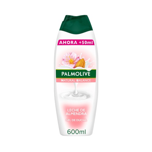PALMOLIVE Natural balance Gel de baño o ducha textura crema, enriquecido con leche y extracto de flor de almendra 600 ml.