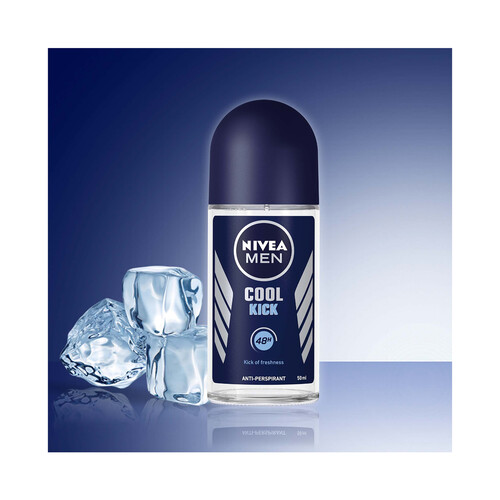 NIVEA Desodorante roll on para hombre con protección antitranspirante hasta 48 horas NIVEA Men cool kick 50 ml.
