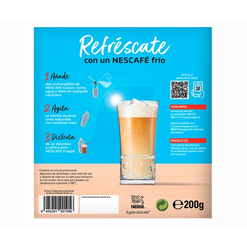 NESCAFE Café soluble descafeinado + vaso 200 g.
