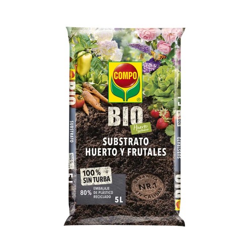 Sustrato orgánico Compo Bio para huerto y frutales, formato de 20 litros, DELGADO E HIJOS