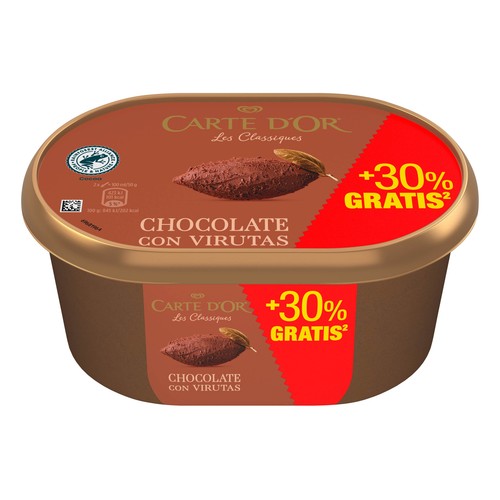 CARTE D"OR Tarrina de helado de chocolate con virutas de chocolate 1.3 l.