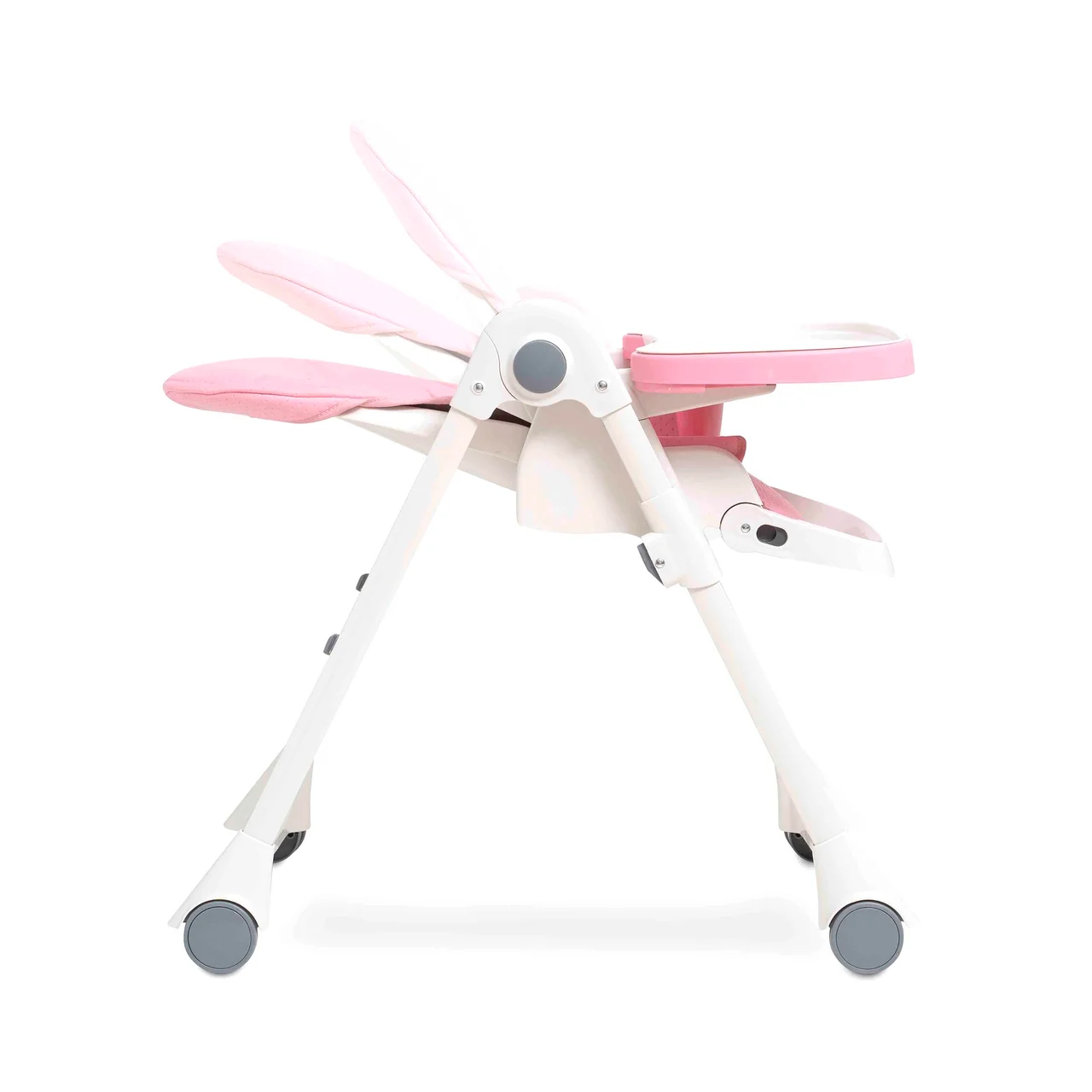 Trona plegable INTERBABY regulable en 3 posiciones, arnés de 5 puntos, color rosa.