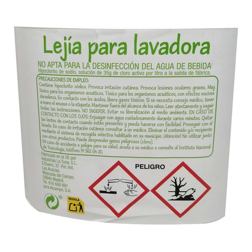 PRODUCTO ECONÓMICO ALCAMPO Lejía especial para lavadora 5 l.
