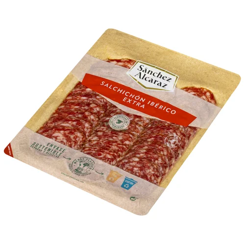 SÁNCHEZ ALCARAZ Chorizo ibérico extra, elaborado sin gluten ni lactosa y cortado en lonchas SÁNCHEZ ALCARAZ 100 g.